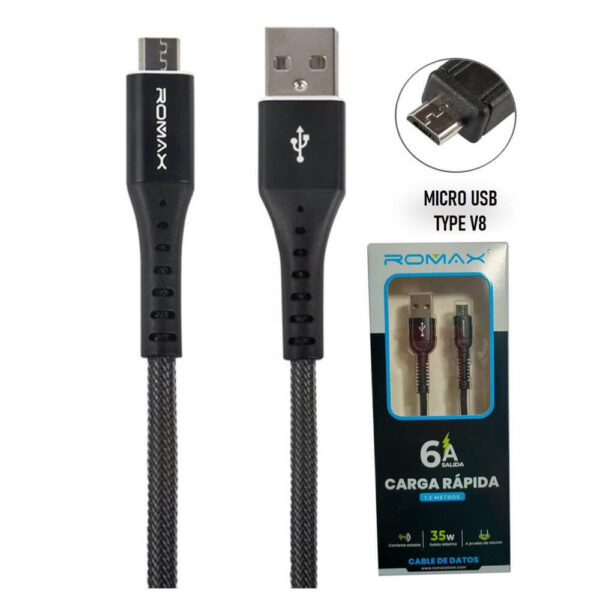 Cable romax de carga rapida reforzada tipo V8 de 6A